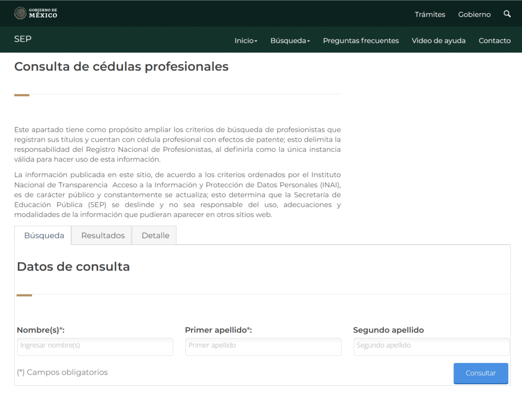 SEP Database of Lawyers in Mexico