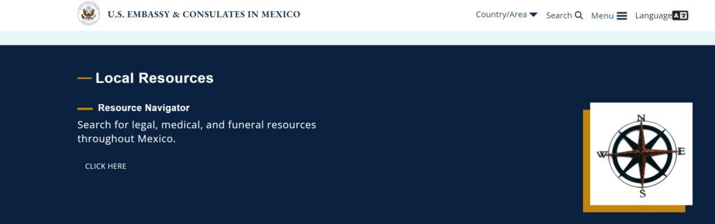 US Consulate website with link to List of Attorneys in Mexico